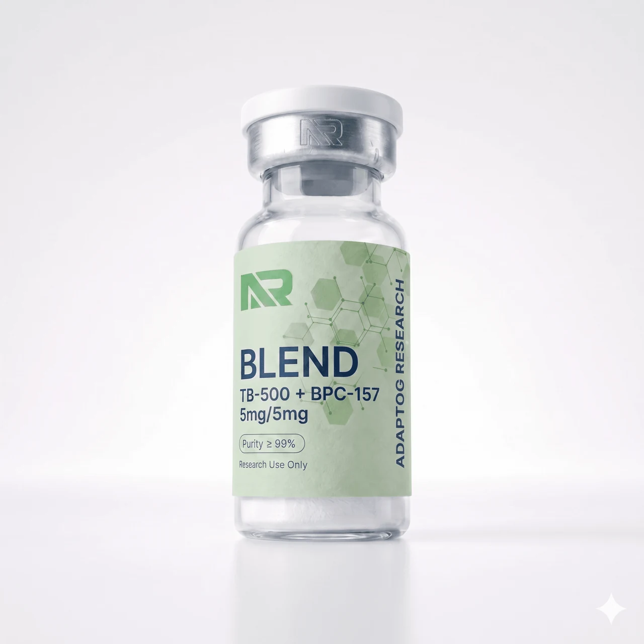 BPC-157 + TB-500 Blend research peptide vial — 99.0% HPLC purity, lyophilised