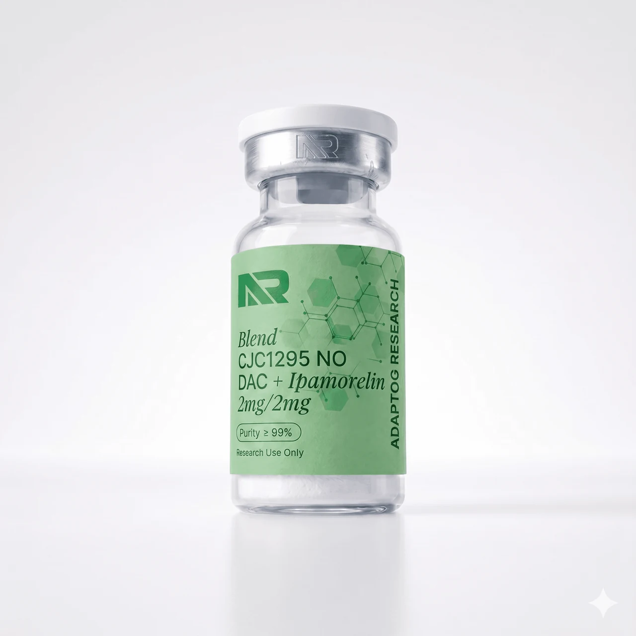 CJC-1295 + Ipamorelin Blend research peptide vial — 99.0% HPLC purity, lyophilised