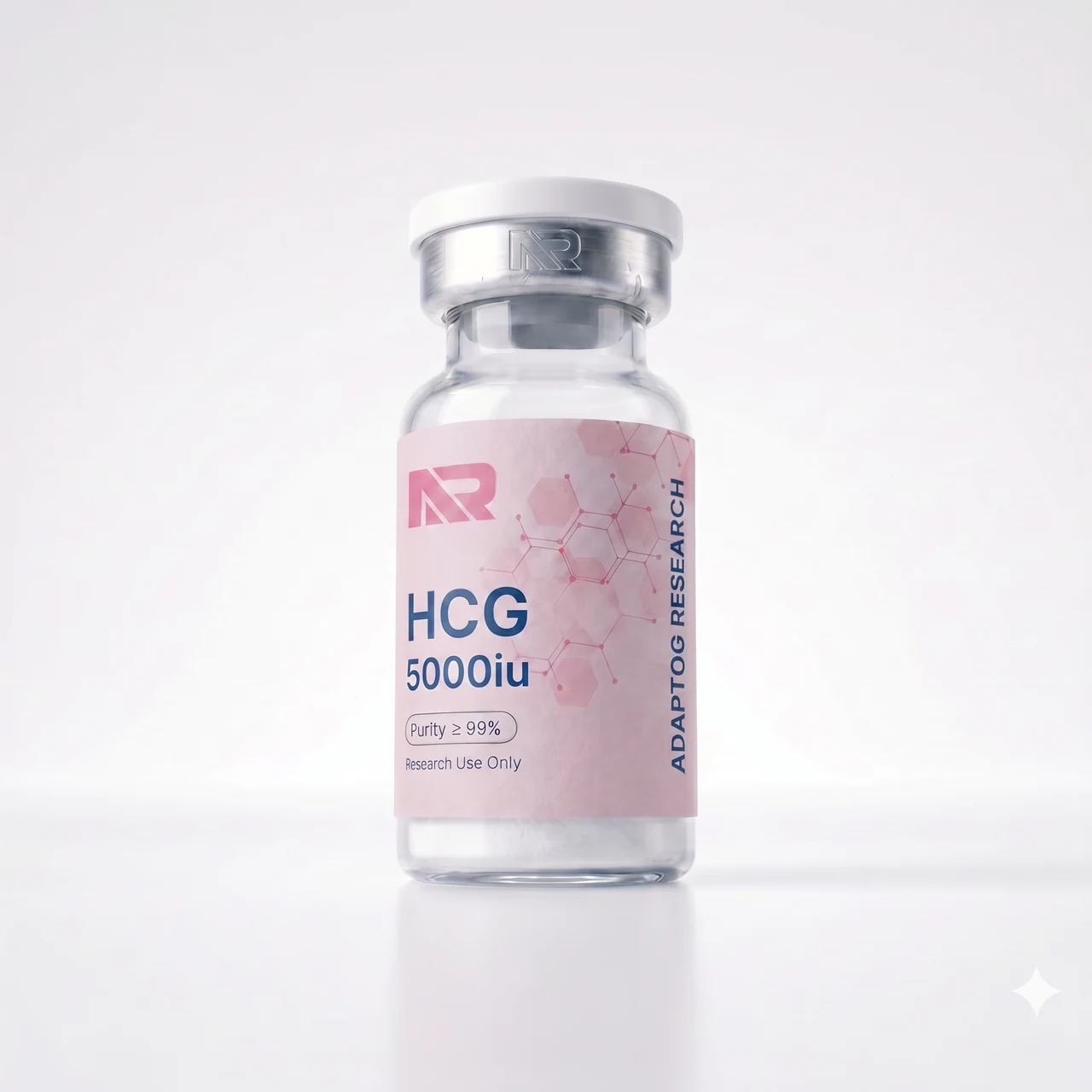 HCG research peptide vial — 99.0% HPLC purity, lyophilised