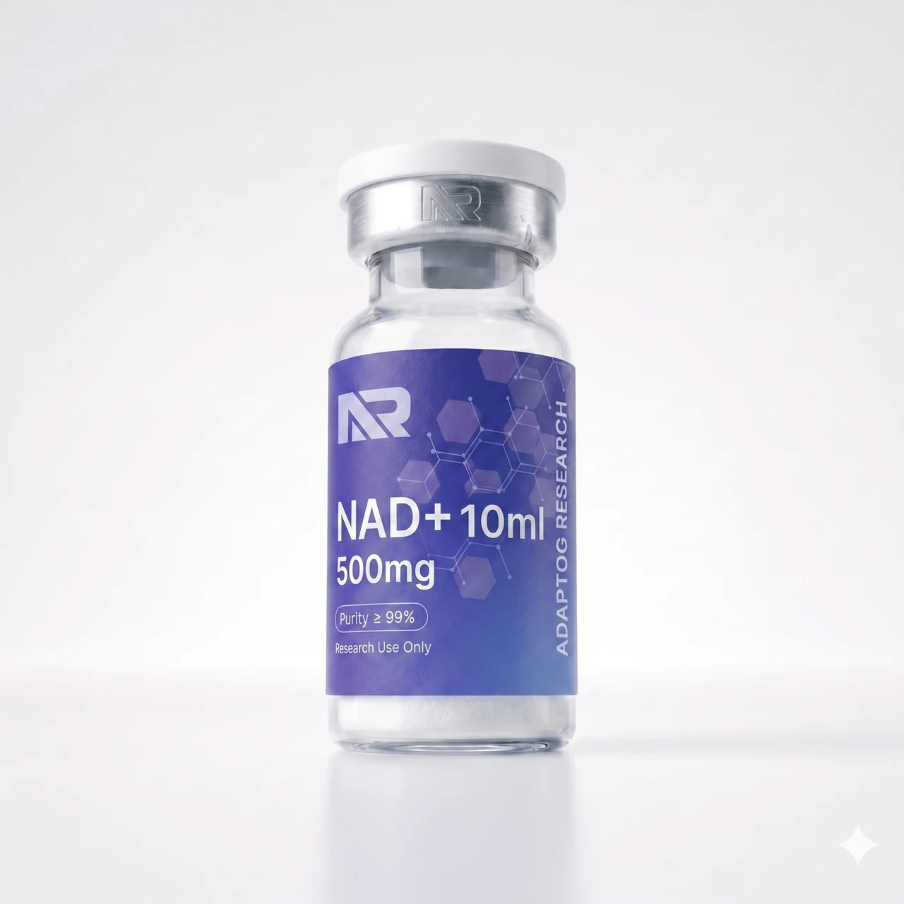 NAD+ research peptide vial — 99.0% HPLC purity, lyophilised