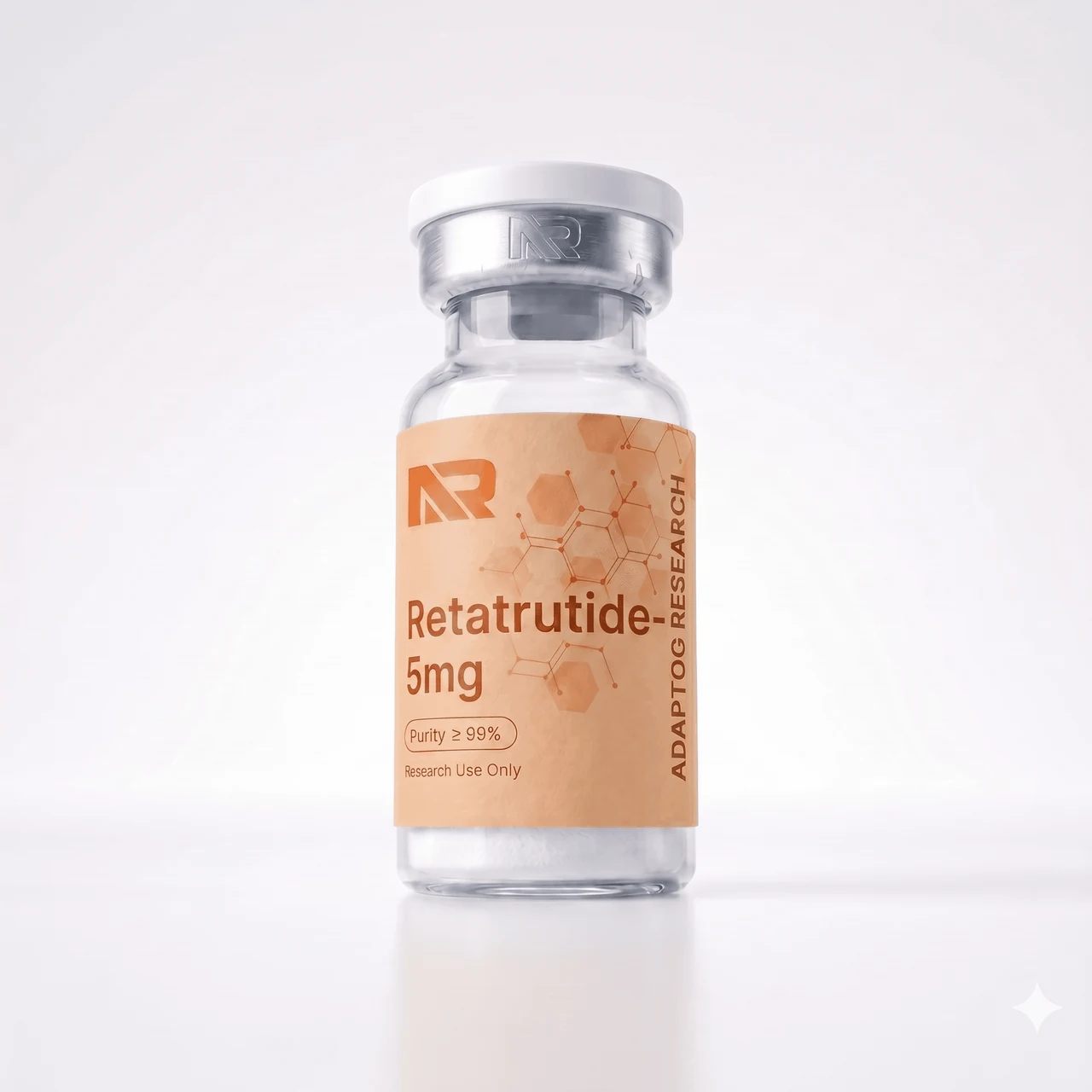 Retatrutide research peptide vial — 99.0% HPLC purity, lyophilised